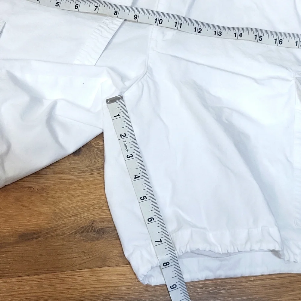 LAUREN RALPH LAUREN White Belted Cargo Short with Drawstring Hem